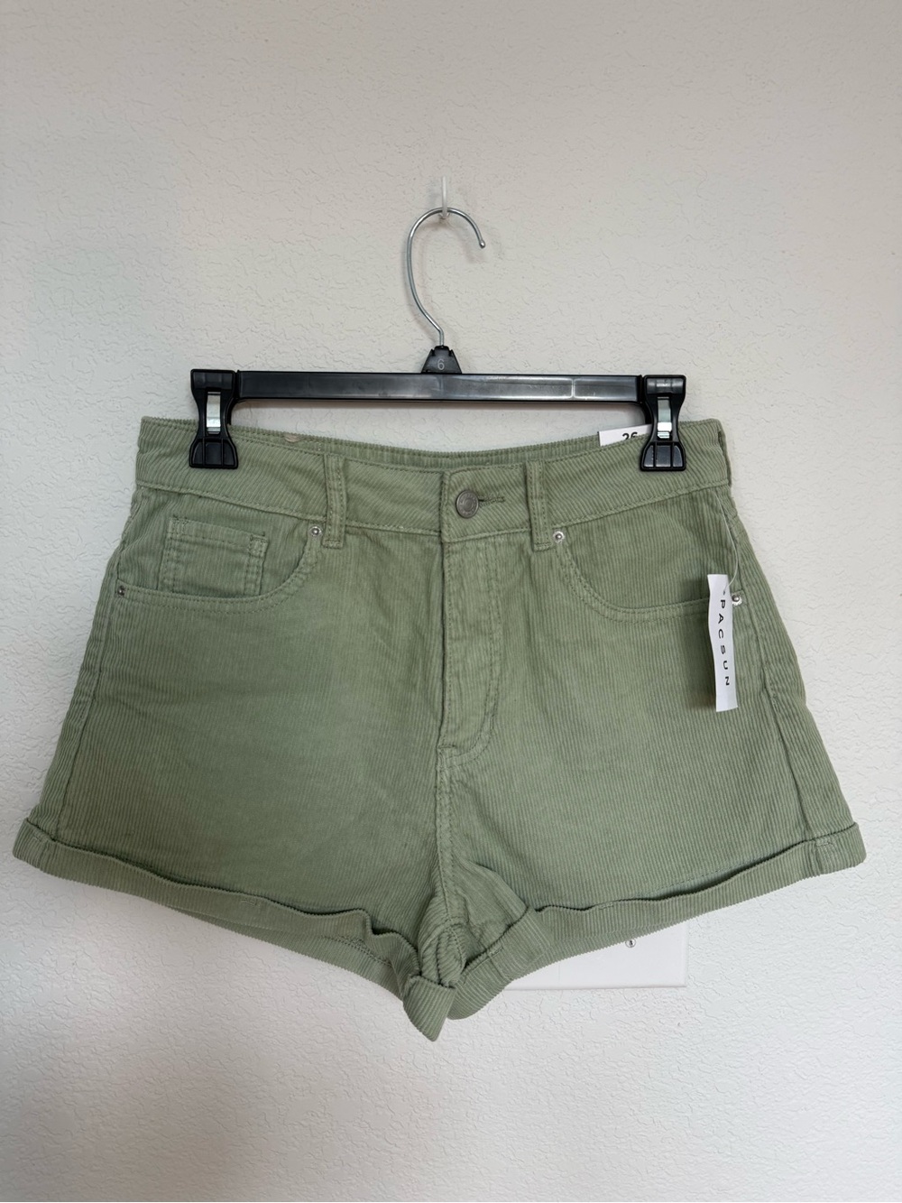 NWT PacSun Sage Green Corduroy Mom Shorts Size 26